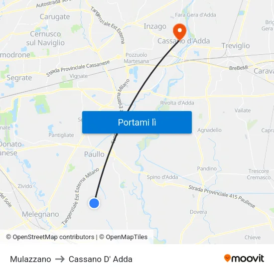 Mulazzano to Cassano D' Adda map