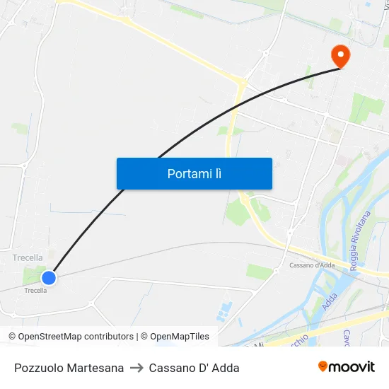 Pozzuolo Martesana to Cassano D' Adda map