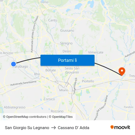 San Giorgio Su Legnano to Cassano D' Adda map