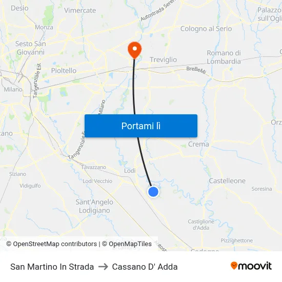 San Martino In Strada to Cassano D' Adda map