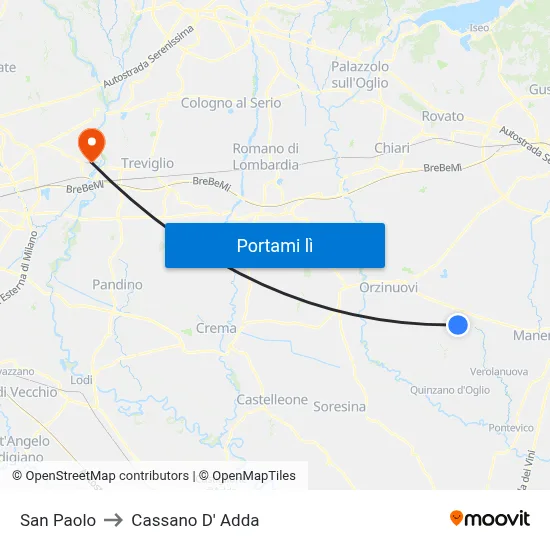San Paolo to Cassano D' Adda map