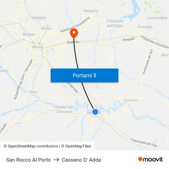 San Rocco Al Porto to Cassano D' Adda map