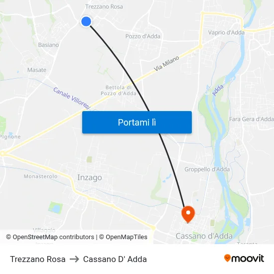 Trezzano Rosa to Cassano D' Adda map
