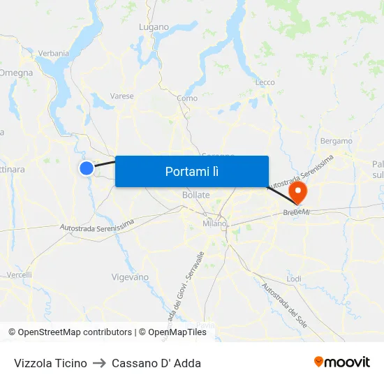 Vizzola Ticino to Cassano D' Adda map