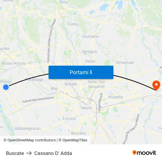 Buscate to Cassano D' Adda map