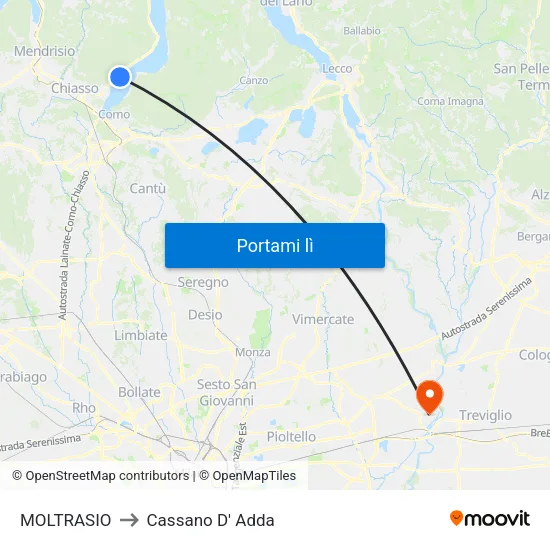 MOLTRASIO to Cassano D' Adda map