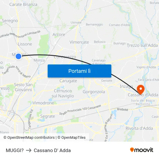 MUGGI? to Cassano D' Adda map