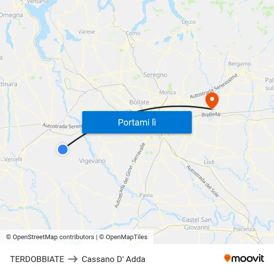 TERDOBBIATE to Cassano D' Adda map
