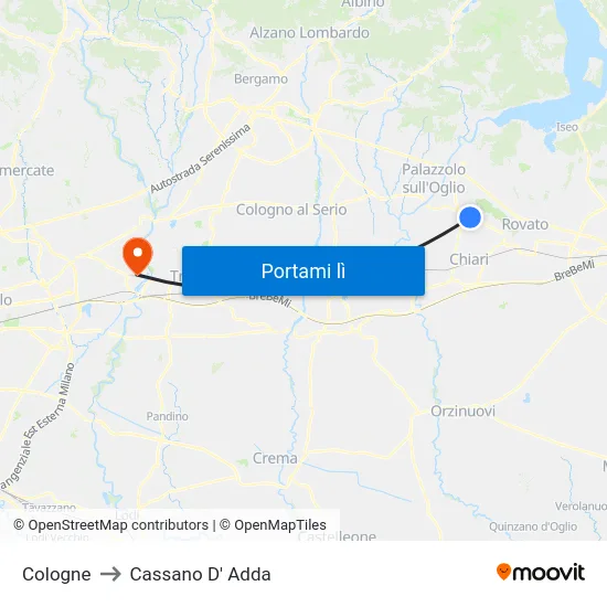 Cologne to Cassano D' Adda map