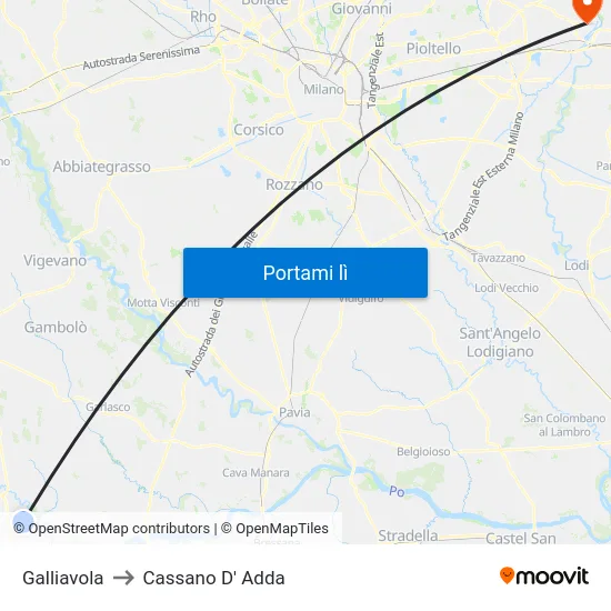 Galliavola to Cassano D' Adda map