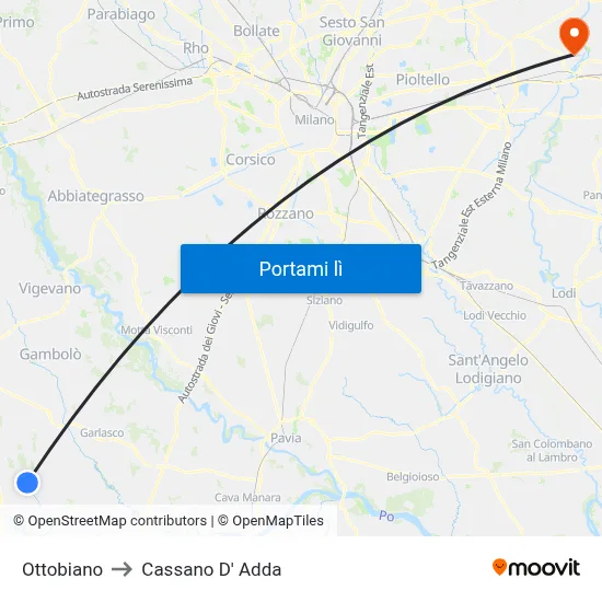 Ottobiano to Cassano D' Adda map