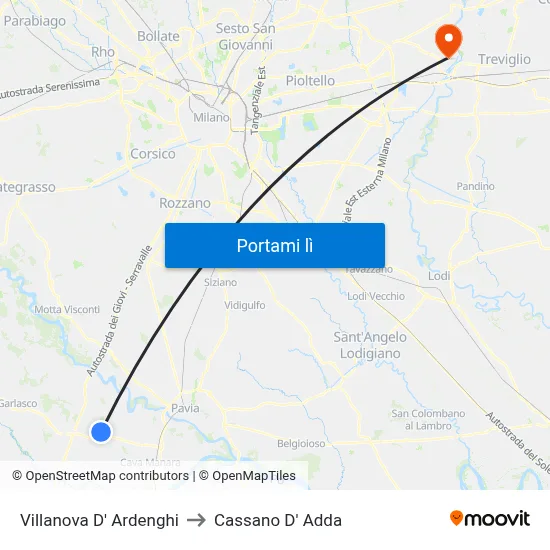 Villanova D' Ardenghi to Cassano D' Adda map