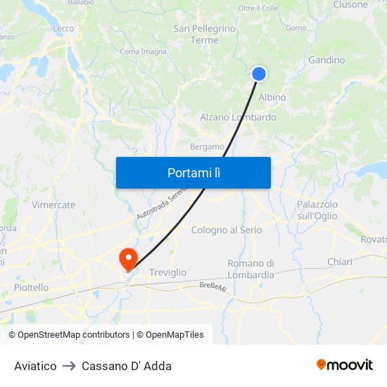 Aviatico to Cassano D' Adda map