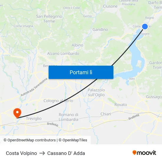 Costa Volpino to Cassano D' Adda map
