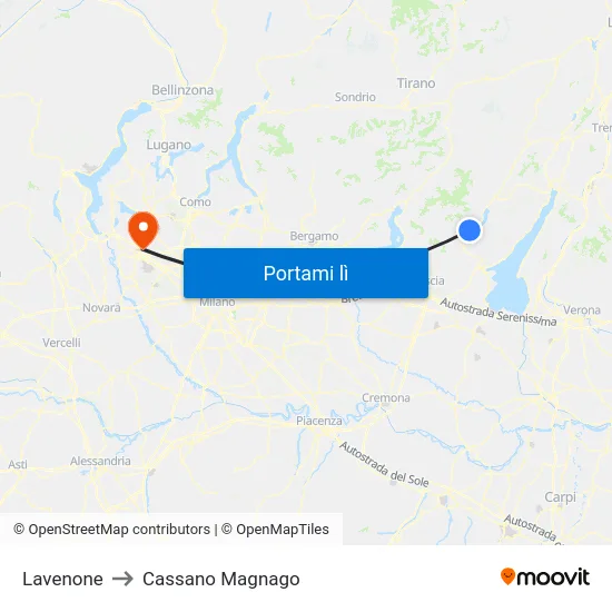 Lavenone to Cassano Magnago map