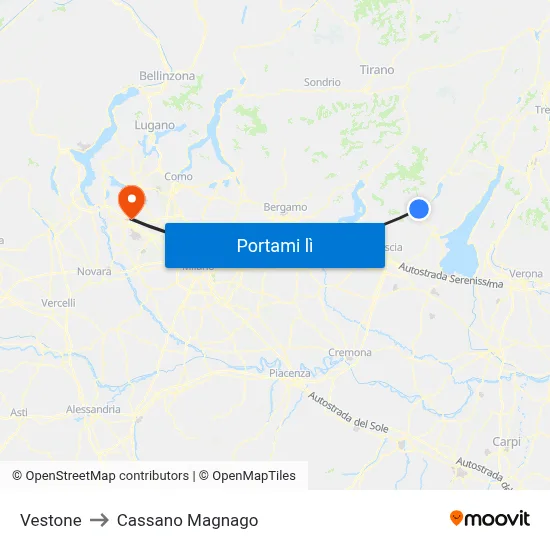 Vestone to Cassano Magnago map