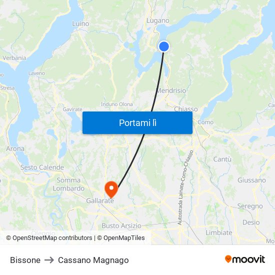 Bissone to Cassano Magnago map