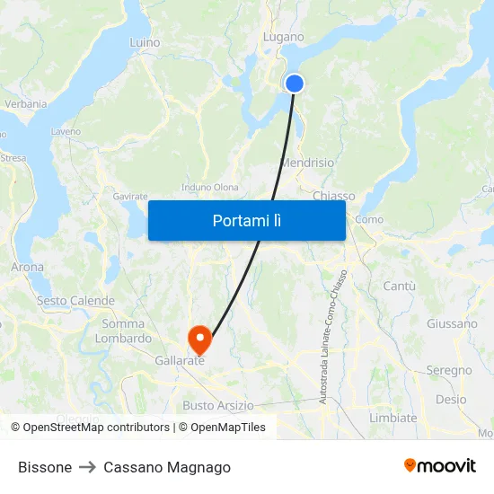 Bissone to Cassano Magnago map