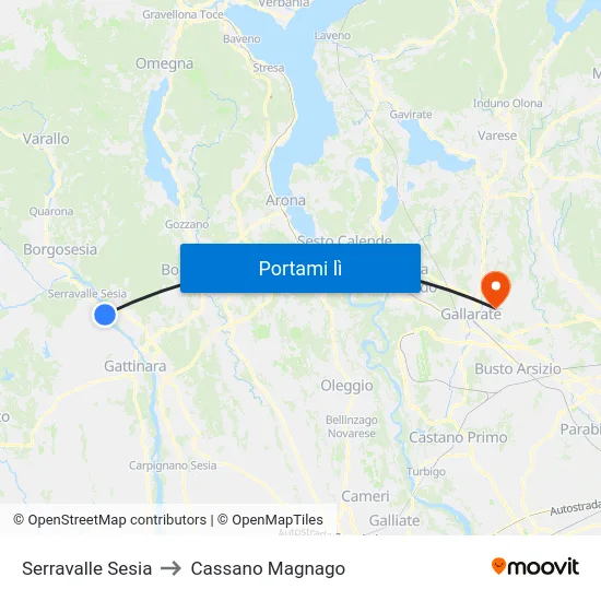 Serravalle Sesia to Cassano Magnago map