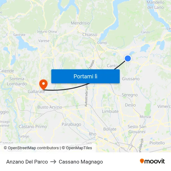 Anzano Del Parco to Cassano Magnago map
