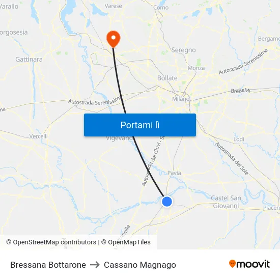 Bressana Bottarone to Cassano Magnago map