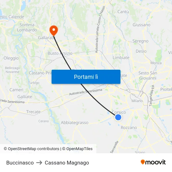 Buccinasco to Cassano Magnago map