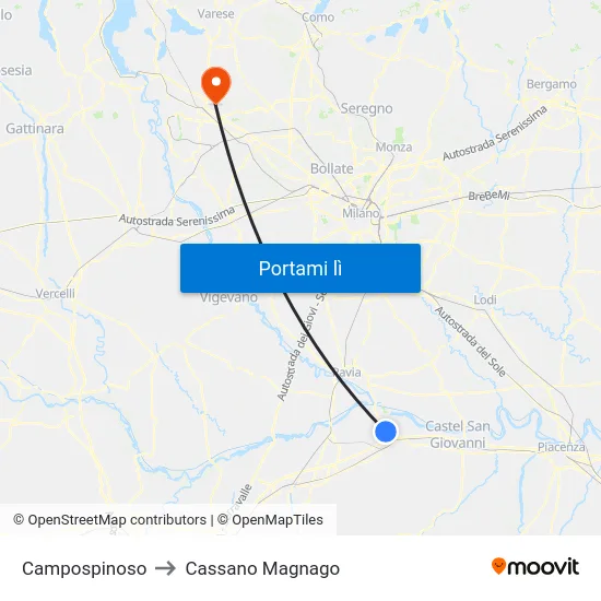 Campospinoso to Cassano Magnago map