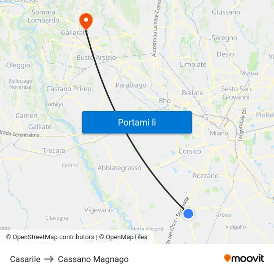 Casarile to Cassano Magnago map