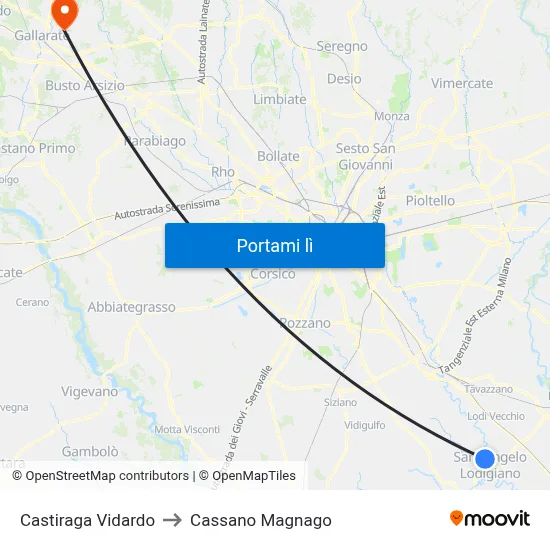 Castiraga Vidardo to Cassano Magnago map