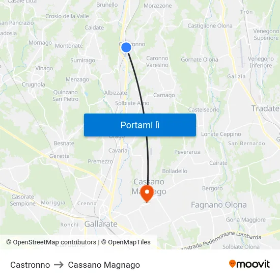 Castronno to Cassano Magnago map