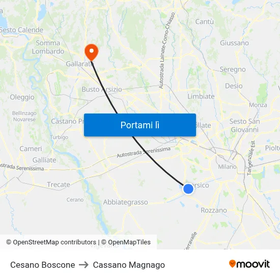 Cesano Boscone to Cassano Magnago map
