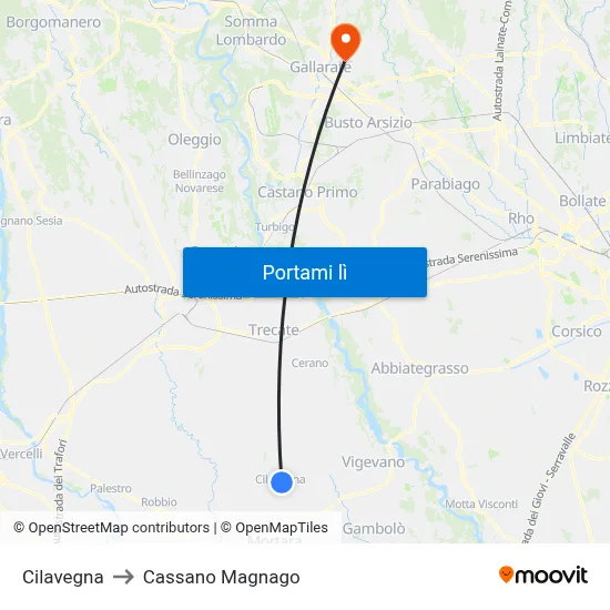 Cilavegna to Cassano Magnago map