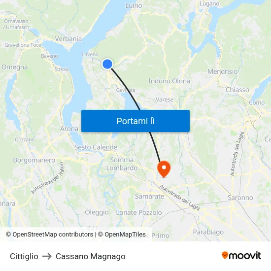 Cittiglio to Cassano Magnago map