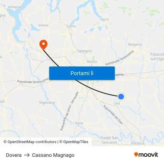 Dovera to Cassano Magnago map