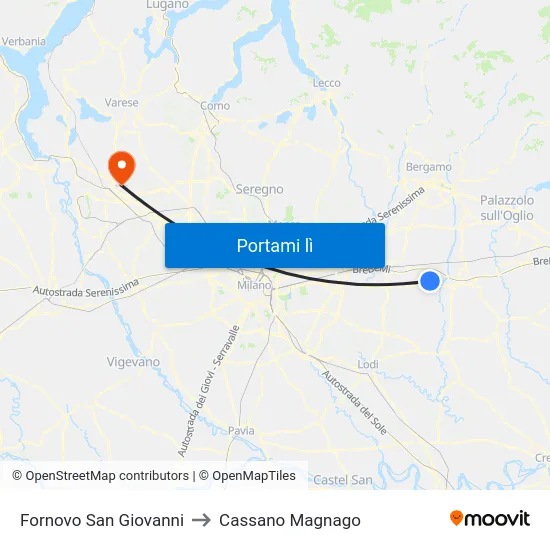 Fornovo San Giovanni to Cassano Magnago map
