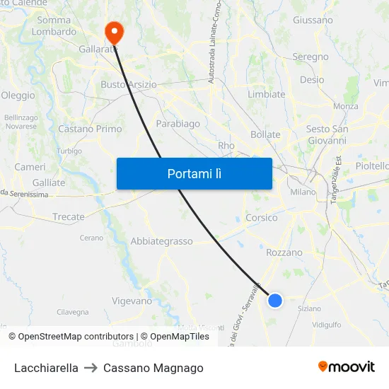 Lacchiarella to Cassano Magnago map