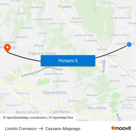 Limido Comasco to Cassano Magnago map