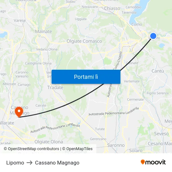 Lipomo to Cassano Magnago map
