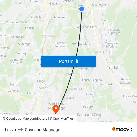 Lozza to Cassano Magnago map