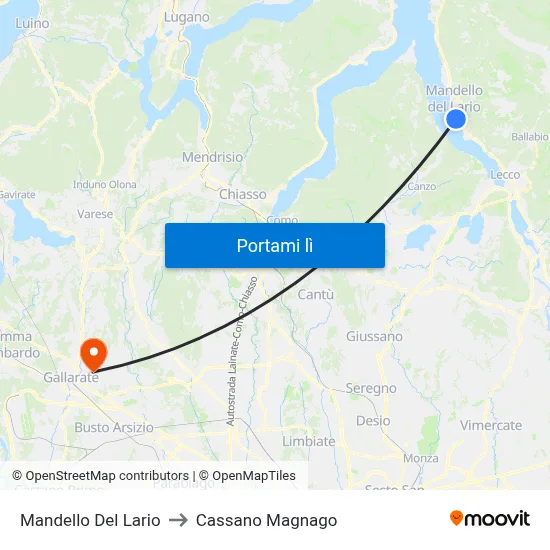 Mandello Del Lario to Cassano Magnago map