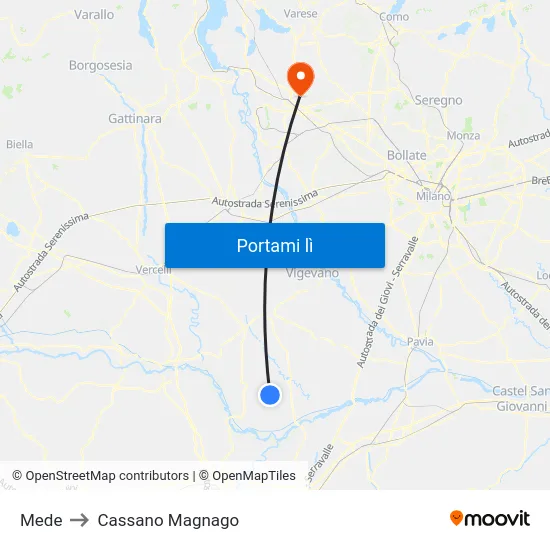 Mede to Cassano Magnago map