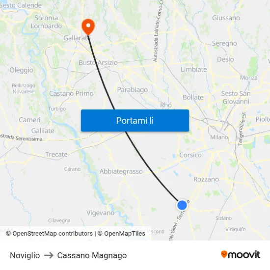 Noviglio to Cassano Magnago map