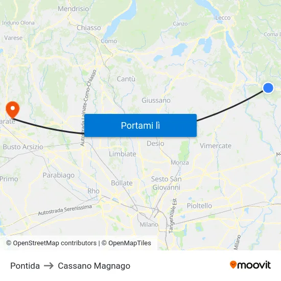 Pontida to Cassano Magnago map