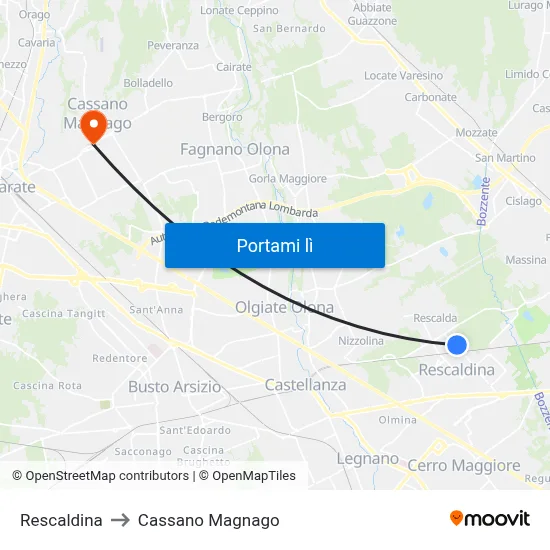 Rescaldina to Cassano Magnago map