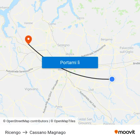 Ricengo to Cassano Magnago map