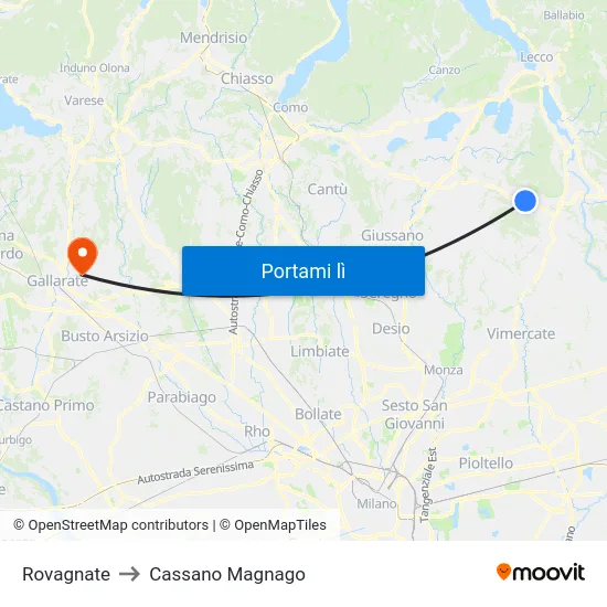 Rovagnate to Cassano Magnago map