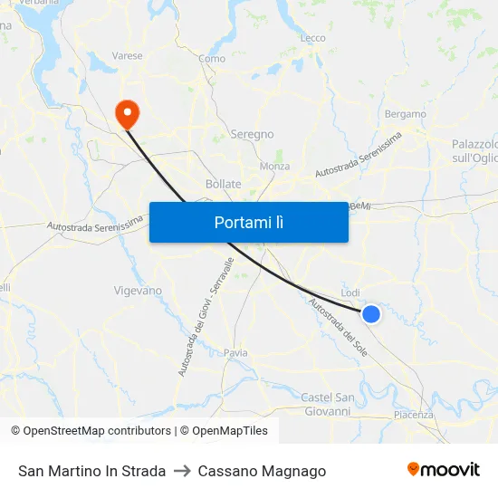 San Martino In Strada to Cassano Magnago map