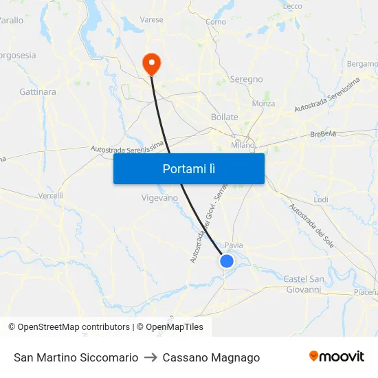 San Martino Siccomario to Cassano Magnago map