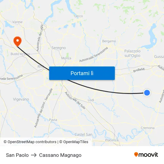 San Paolo to Cassano Magnago map