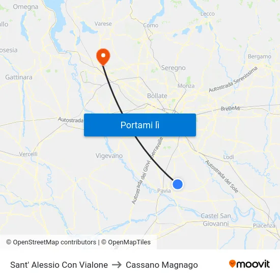 Sant' Alessio Con Vialone to Cassano Magnago map